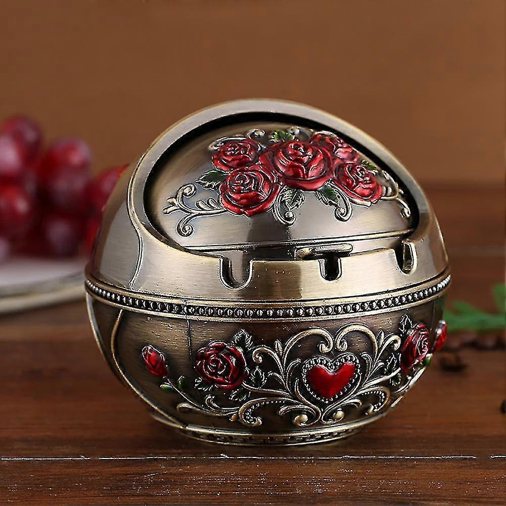 Ρετρό μεγάλος κάτοχος τέφρας κραμάτων ψευδαργύρου οικιακής διακόσμησης σταχτοδοχείων οικιακής διακόσμησης με το καπάκι για το σπίτι -dd