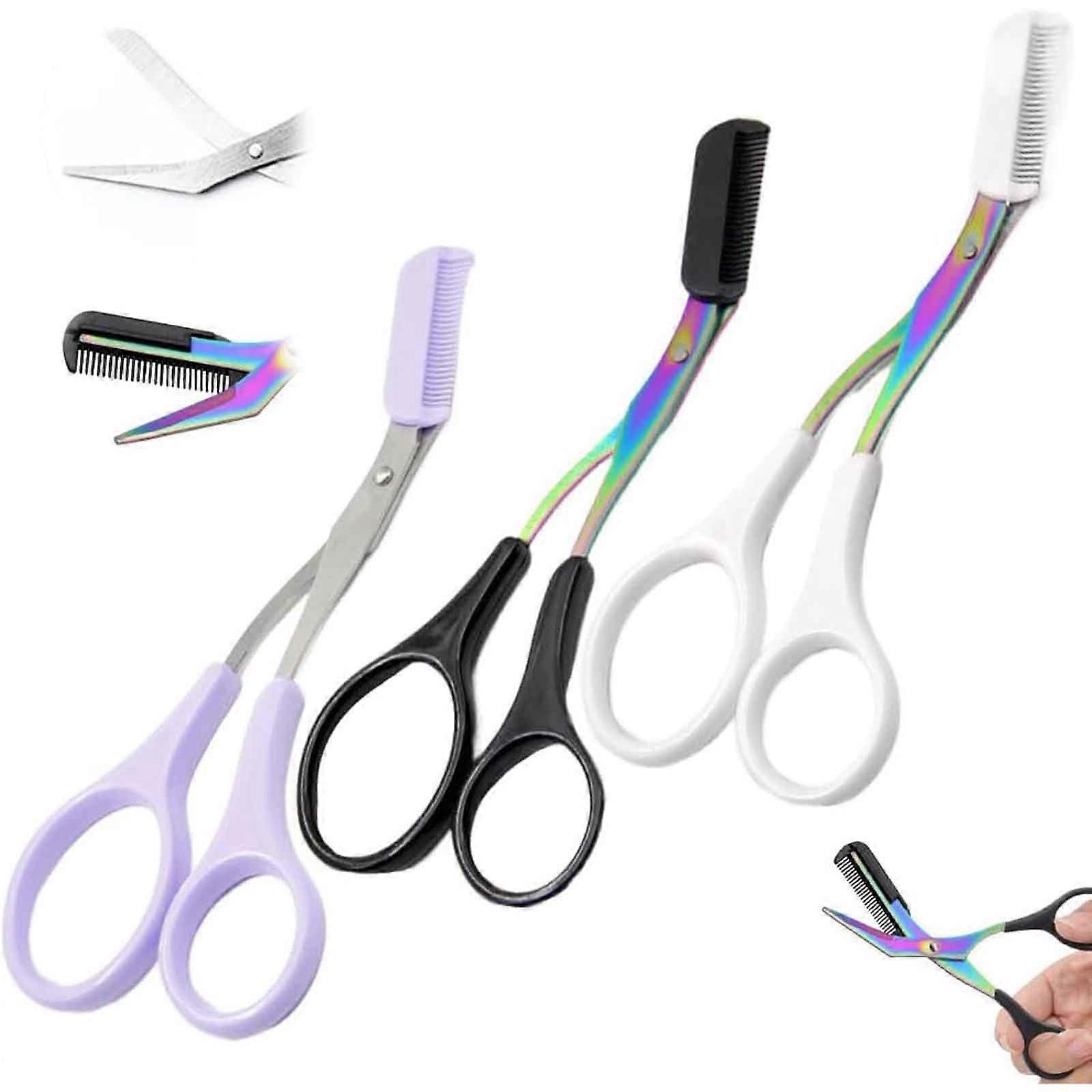 3PCS Eyebrow Trimmers Scissor 2024 New Eyebrow Scissors With Comb Precision Eyebrow Trimming Scissors Non-Slip Eyebrow Cutter Hair Removal Eyebrow Sci