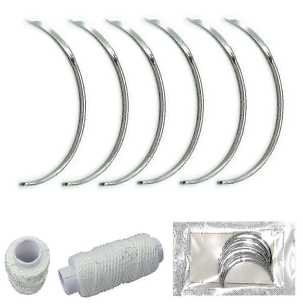 10 根兽医缝合针，手术缝合线，弯针猪羊家禽