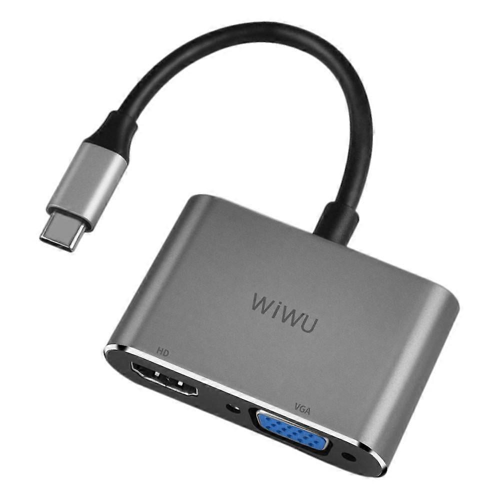 2 In 1 Typ C zu HD + VGA Konverter Multifunktionaler USB-Hub-Adapter