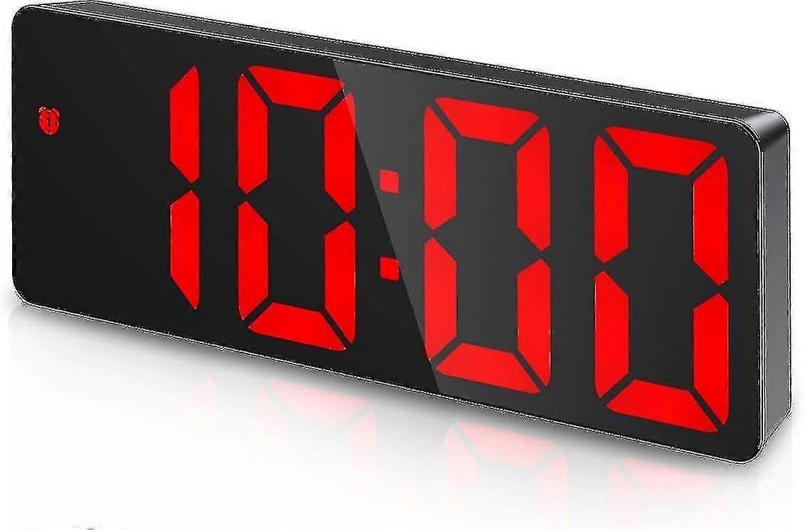 Digital Alarm Clock, Alarm Temperature And Date Display With Led Display, Voice Control, Usb/battery Powered - Red Digital