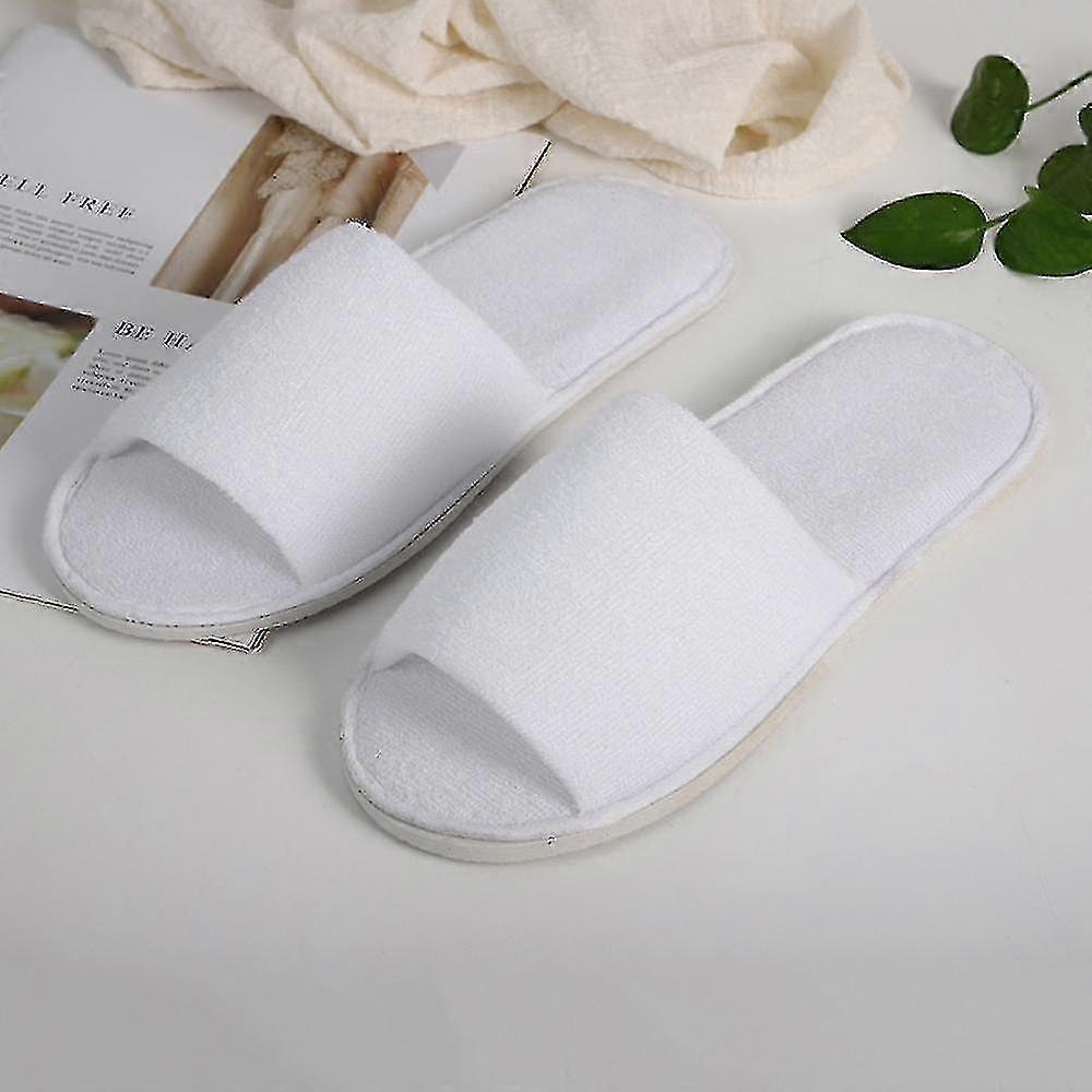 10 Pairs Open Toe Spa Slippers White Spa Hotel Guest Slippers
