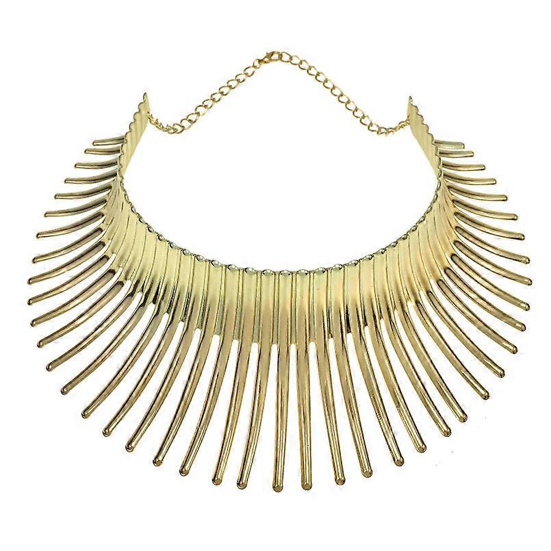 Women's Big African Necklace Indian Style Bending Alloy Big Thorn Statement Collar Choker Gold