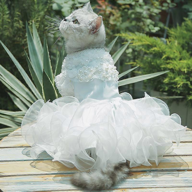 Weißes Hundebrautkleid – Hochzeitskostüm Für Kleine Hunde, Mit Schleife, Größen XS Bis XL