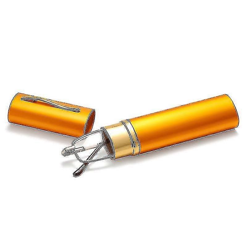 Lunettes de lecture Metal Spring Foot Lunettes de lecture portables avec tube (jaune)