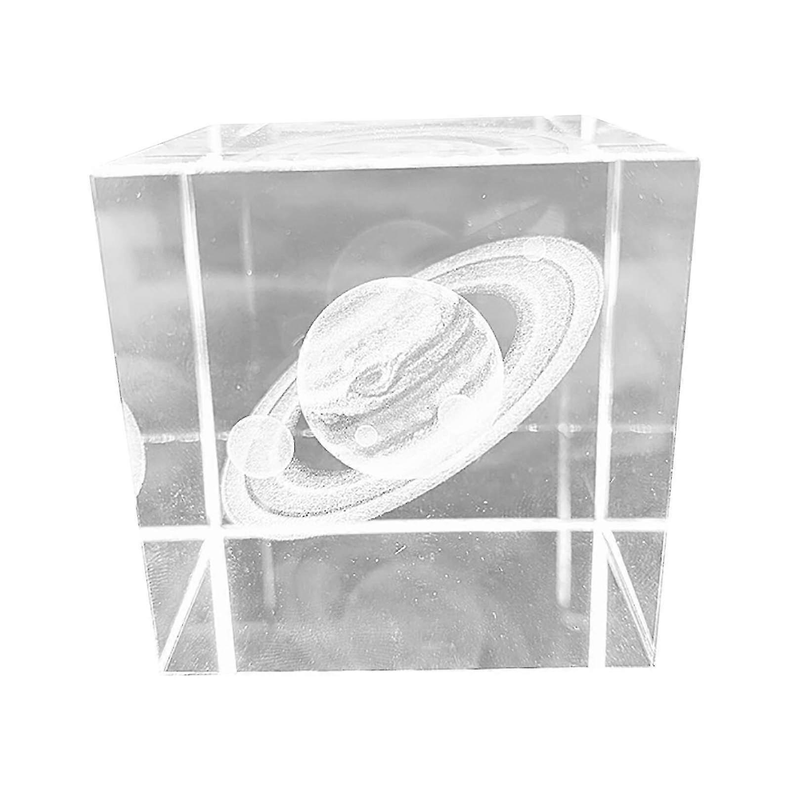 Cristal esculpido com lua, sistema solar, nuvens, desktop em forma de coração, ornamentos de presente criativos