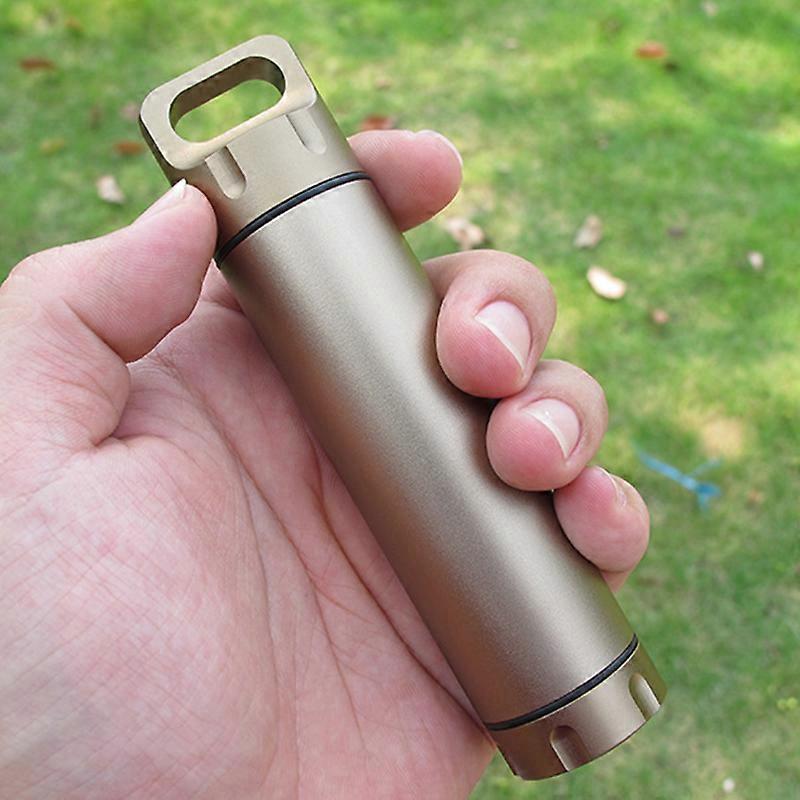 Bärbar vattentät kapseltätningsflaska aluminiumlegering utomhus överlevnad pillerlåda Multifunktionell behållare
