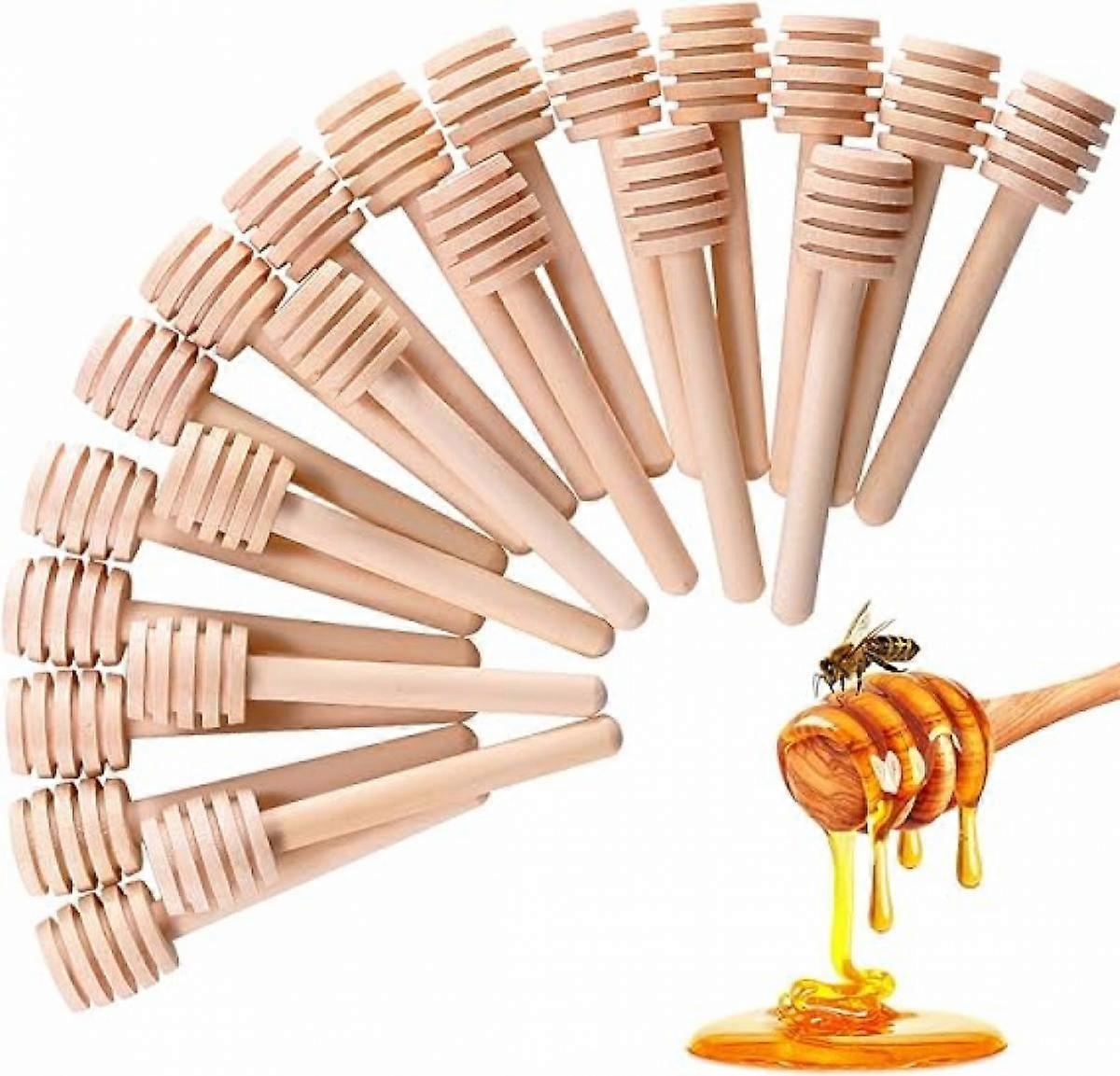 24 Pcs Honey Dipper Sticks, 8cm brown Mini Wooden Honeycomb Stick, Small Honey Spoons Stirrer Stick for Honey Jar Dispense Drizzle Honey