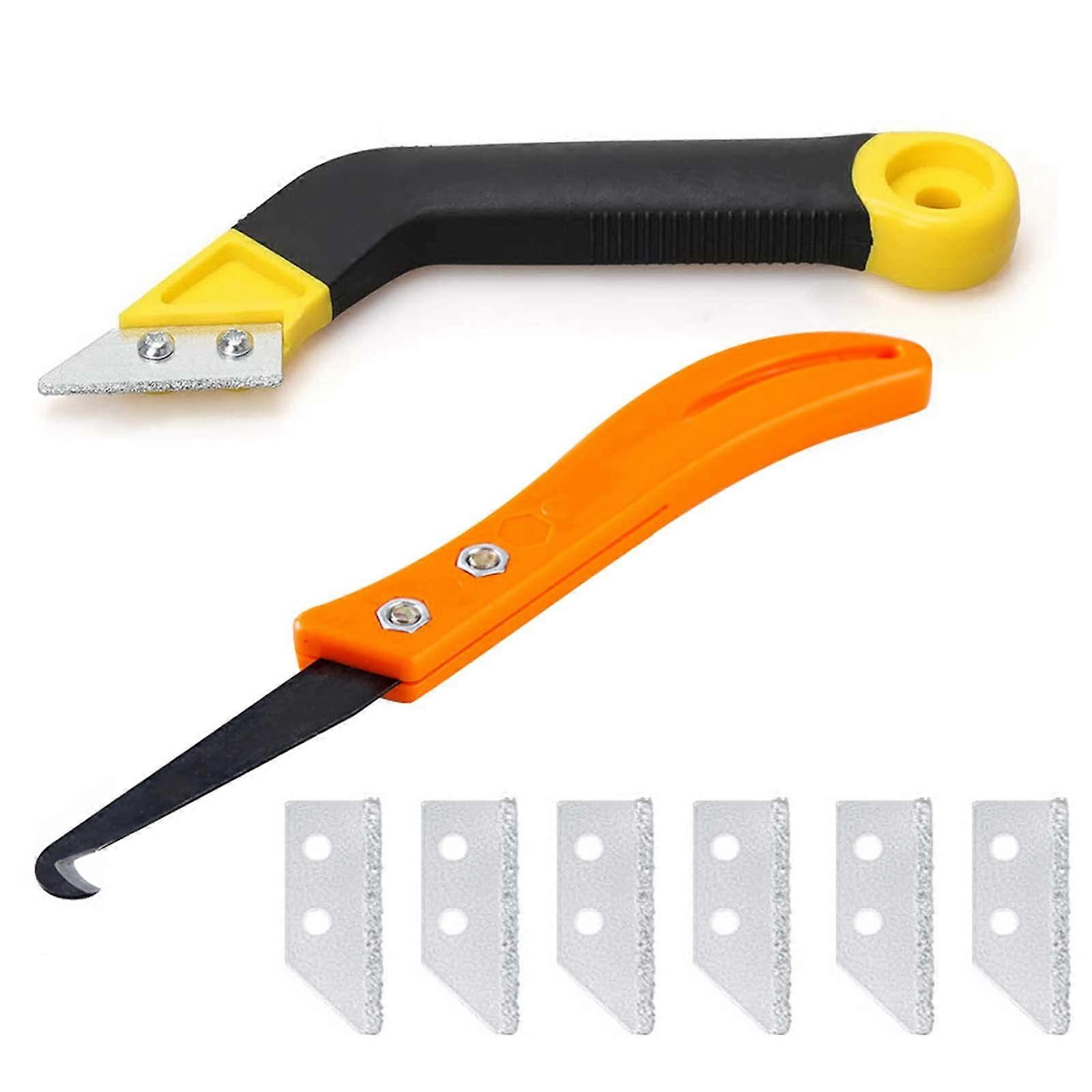 Grout Scraper Grout Cleaning Tool Set - With 6 Replacement Blades - For Household Floor Tile Cleaning