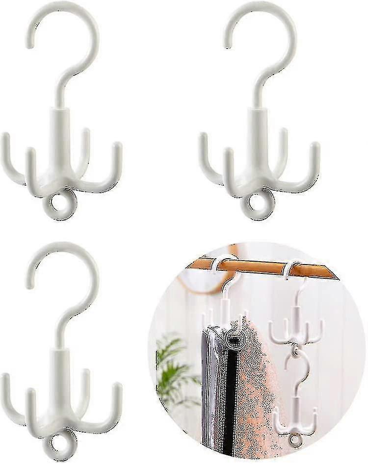 3-piece Closet Hanger, 4 Claws 360-degree Rotatable, 6.3-inch Large Rotating Stackable Hook Tie Rack