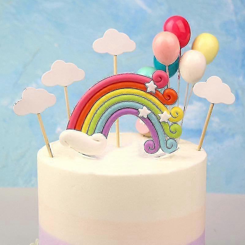 regnbue kake topper sett barn bursdag baking dekorasjon