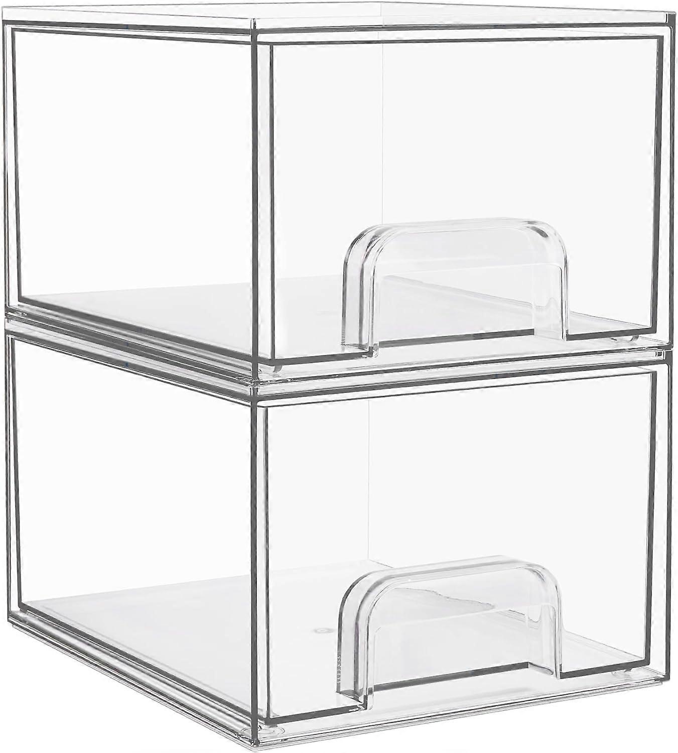 2 Pack Stackable Storage Drawers, Storage Racks, Bathroom Organizers for Dressing Table, Bathroom
