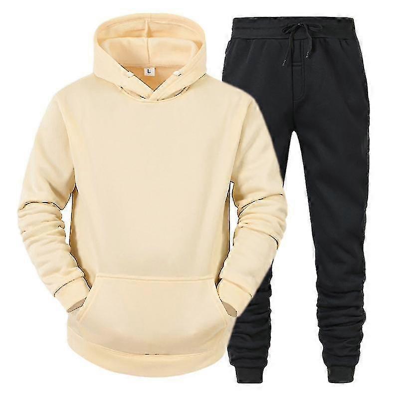 2st / set Långärmad Elastisk midja Medelhög midja Förtjockade sportkläder set Män Vinter Enfärgade fickor