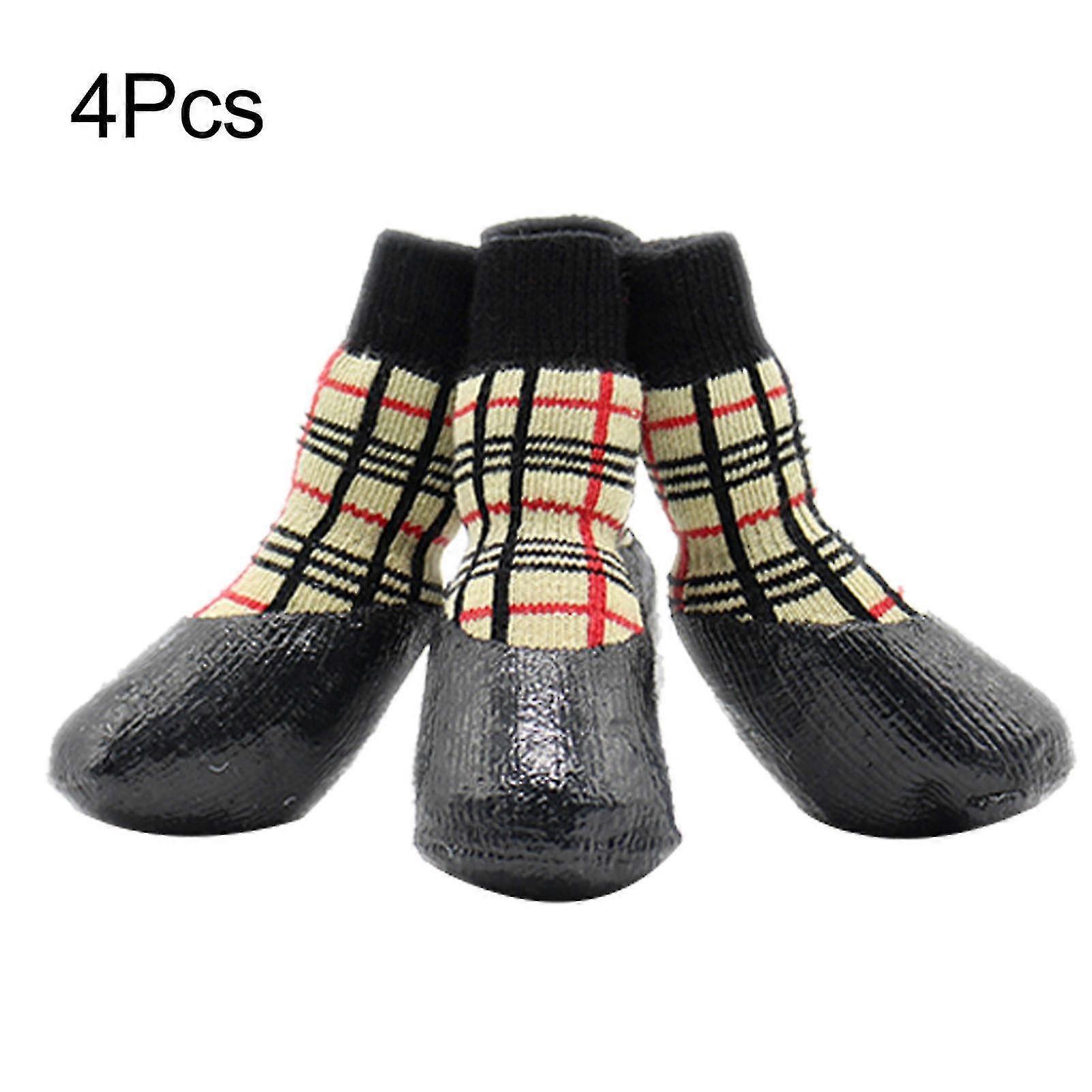4PCS الحيوانات الأليفة مخلب حامي للماء قابل للغسل القطن عدم الانزلاق جرو الجوارب أحذية في الهواء الطلق
