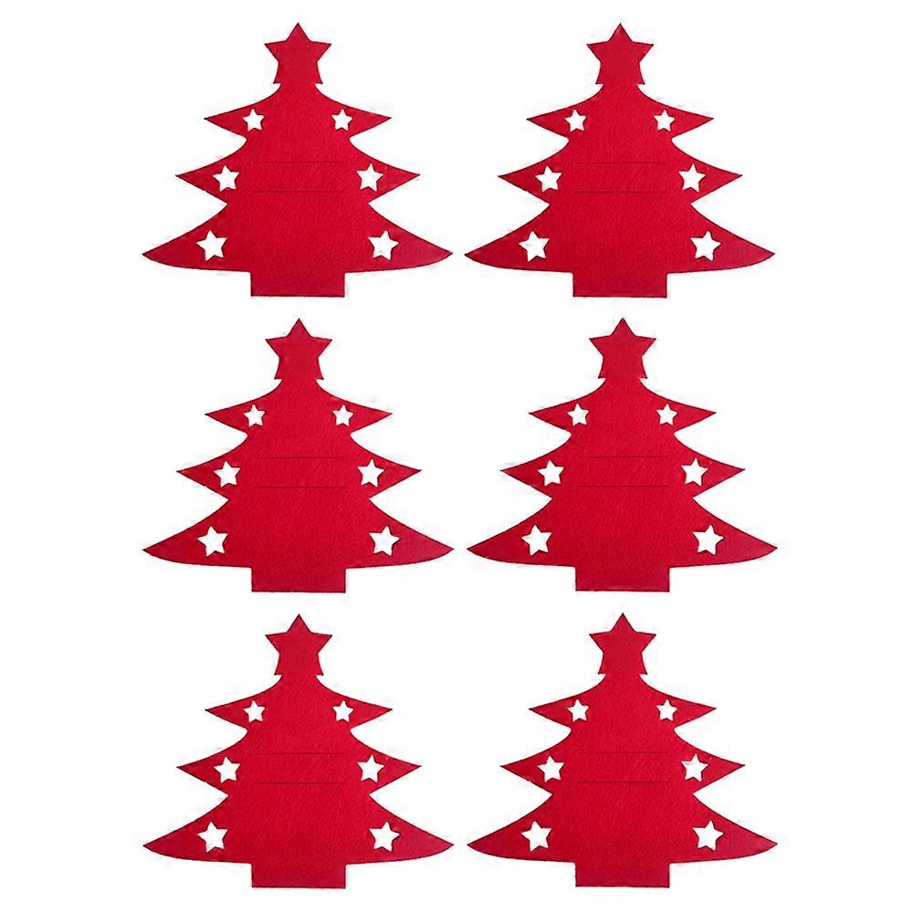 6pcs /Pack Christmas Tree Shape Knife and Fork Sleeve