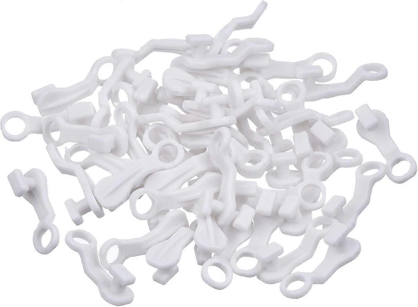 Curtain Hooks Plastic Glider Hooks for Window Door Curtain, White50pcs)