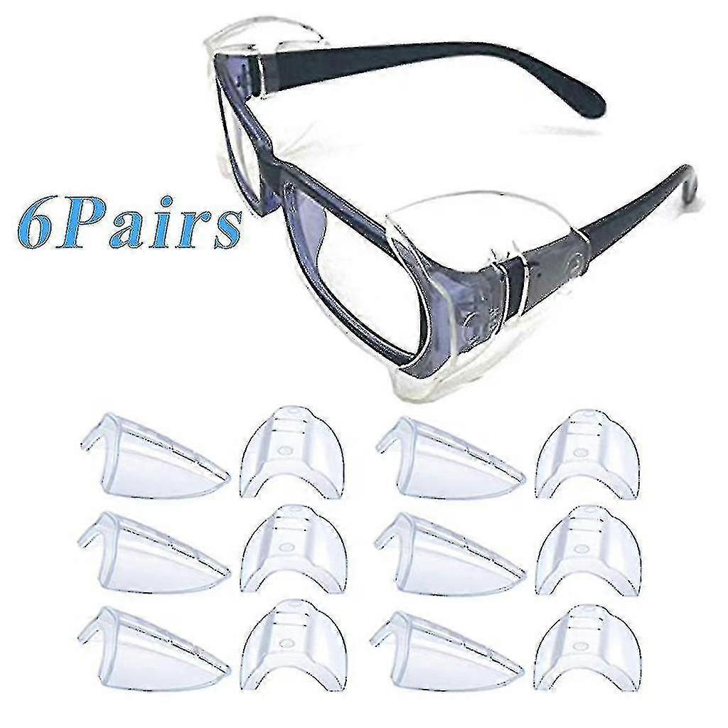 6 Pairs Side Shields For Eye Glasses Slip On Safety Glasses Shield Universal