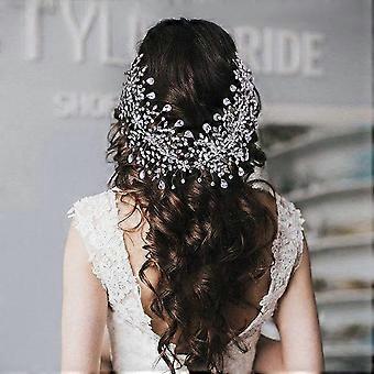 2 Pieces Wedding Headband Bridal Hair Pieces Silver  display picture 3