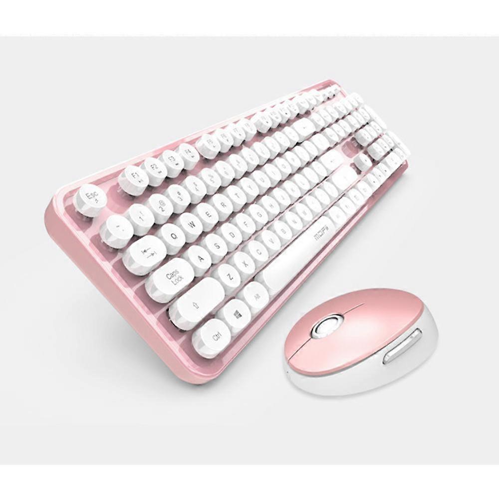 Wireless Bluetooth Keyboard Typewriter Keyboard Compatible with Android, Windows, PC, Suitable for Home-white pink