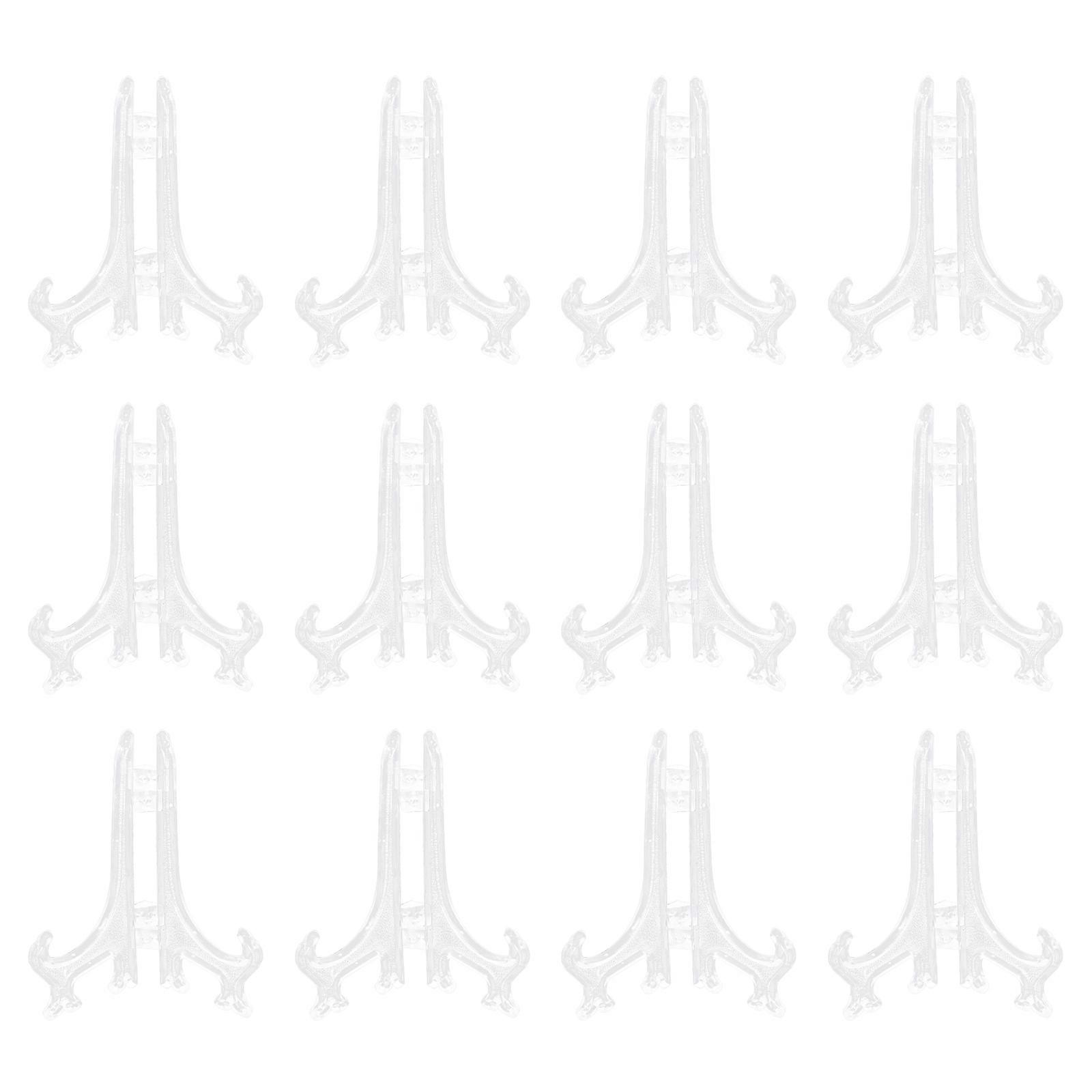 12pcs Transparent Easel Frame Bracket Plate Holders Easel Stands Clear Plate Stands