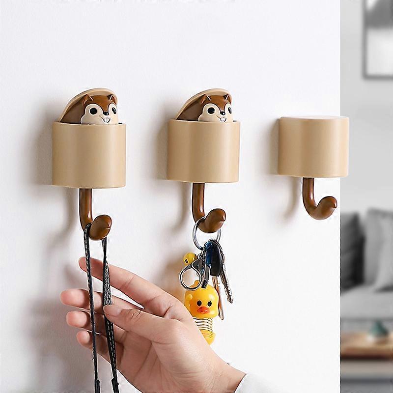 Gray Invisible Squirrel Hooks Umbrella Key Ring Self Adhesive Mountable Wall Hooks for Coat Hat Cell Phone Wall Decor Organizer Holder