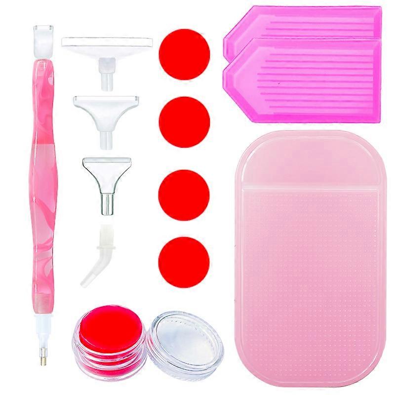 12cmDIY Diamond Painting Tools Kit 5D Diamond Painting Resin Pen with 6 Replaceable Drill Bits Diamond Painting Tool with Glue Clay, Plastic Tray, Sti