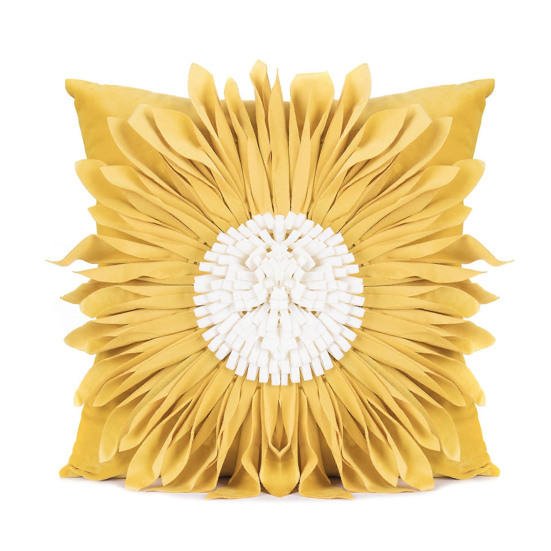 3D Chrysanthemum Flower Pillow Cushion Yellow