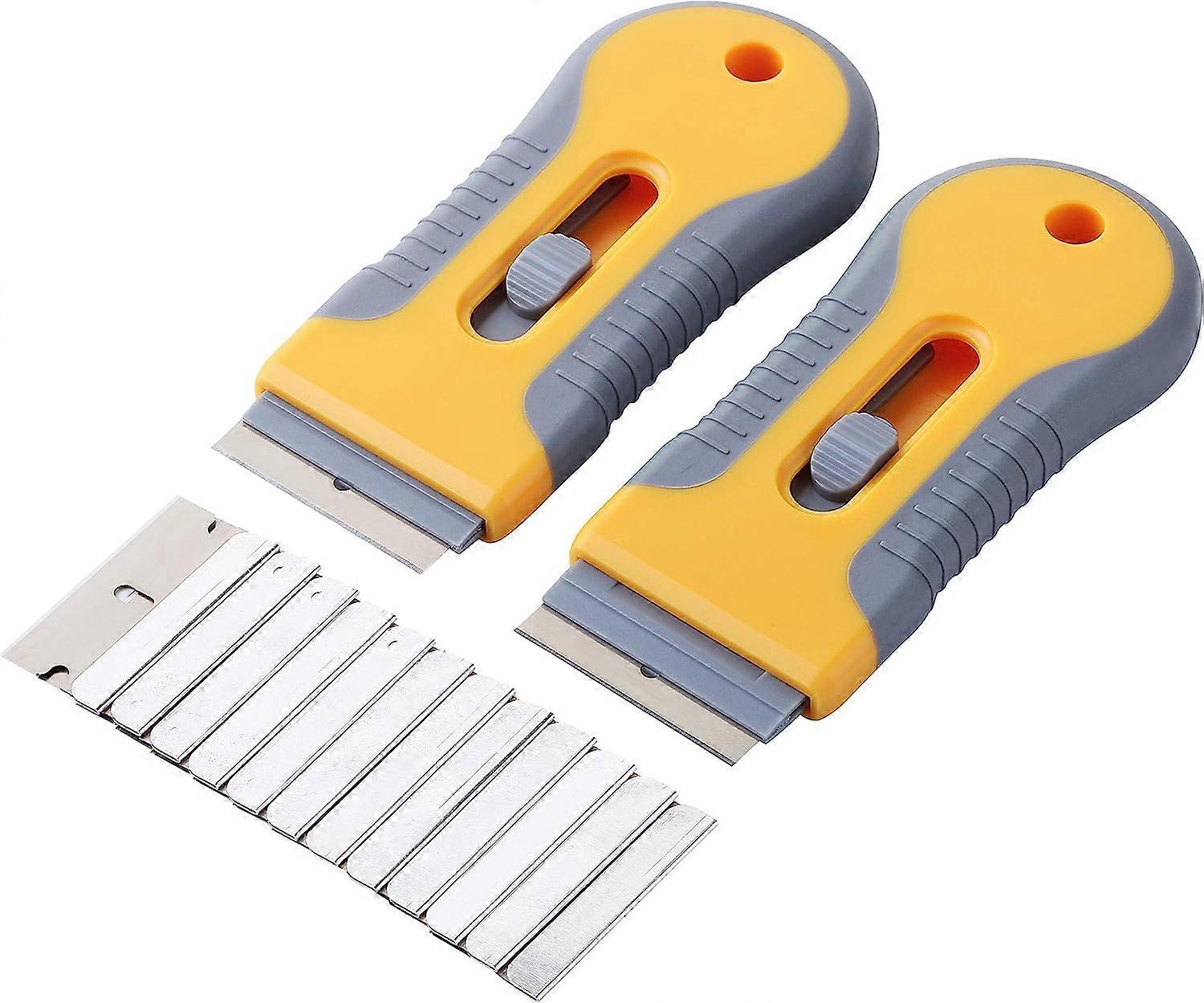2 Pack, Razor Scraper Set with 10 Blades, Razor Scraper, Window Scraper, Scraper Tool, Glass Scraper, Retractable Razor Blades