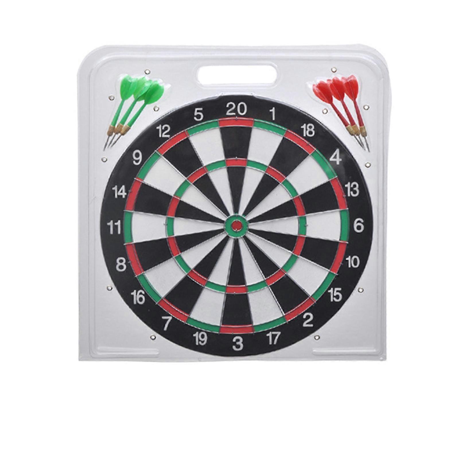 Dart Board Set, Dubbelsidigt 15 tums Dartboard Game med 6 Brass-plast Dart, Familj Fritid Sport