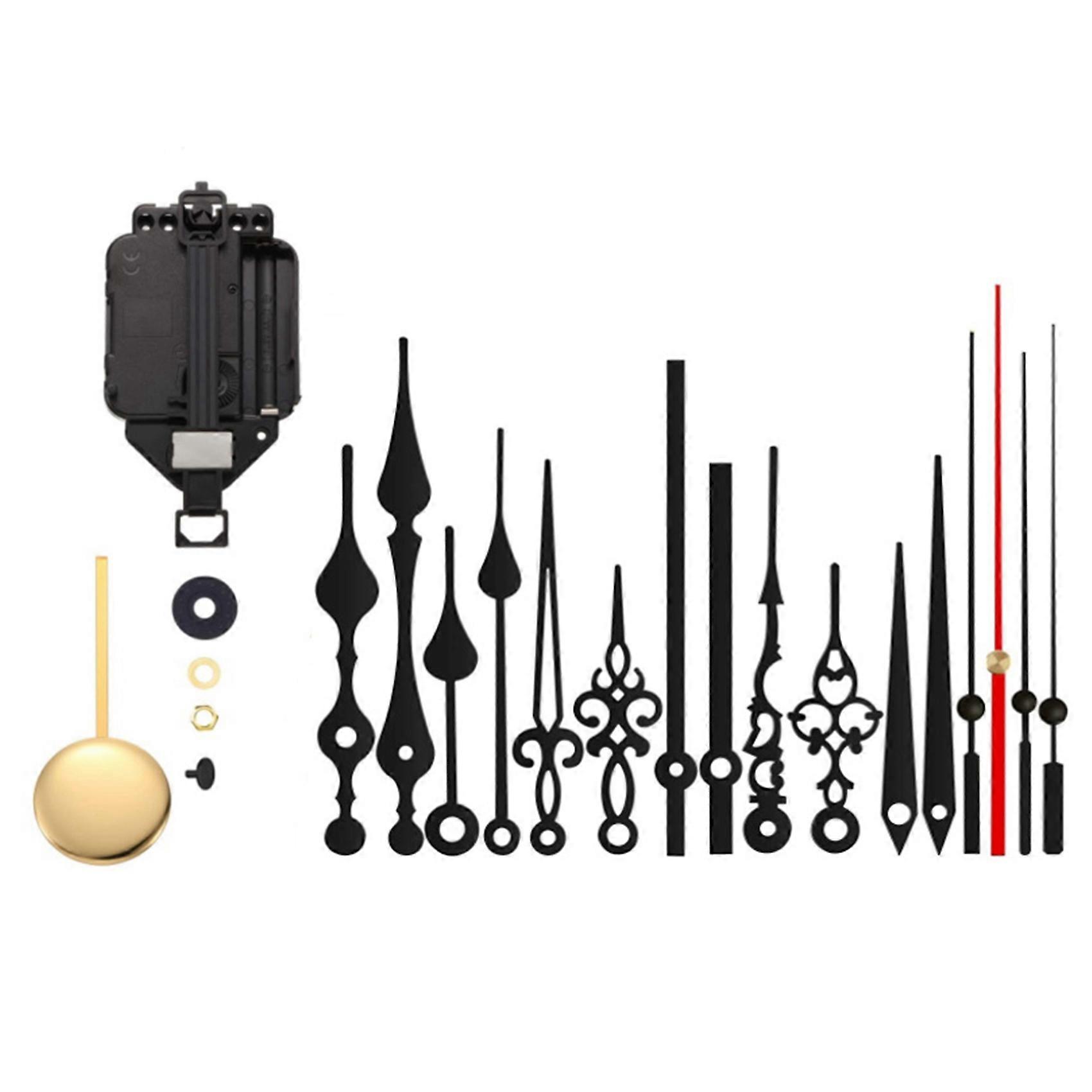 DIY Wall Clock Movement Mechanism with 6 Pairs Hands Quartz Repair Shaft for Craft Frameless Clock