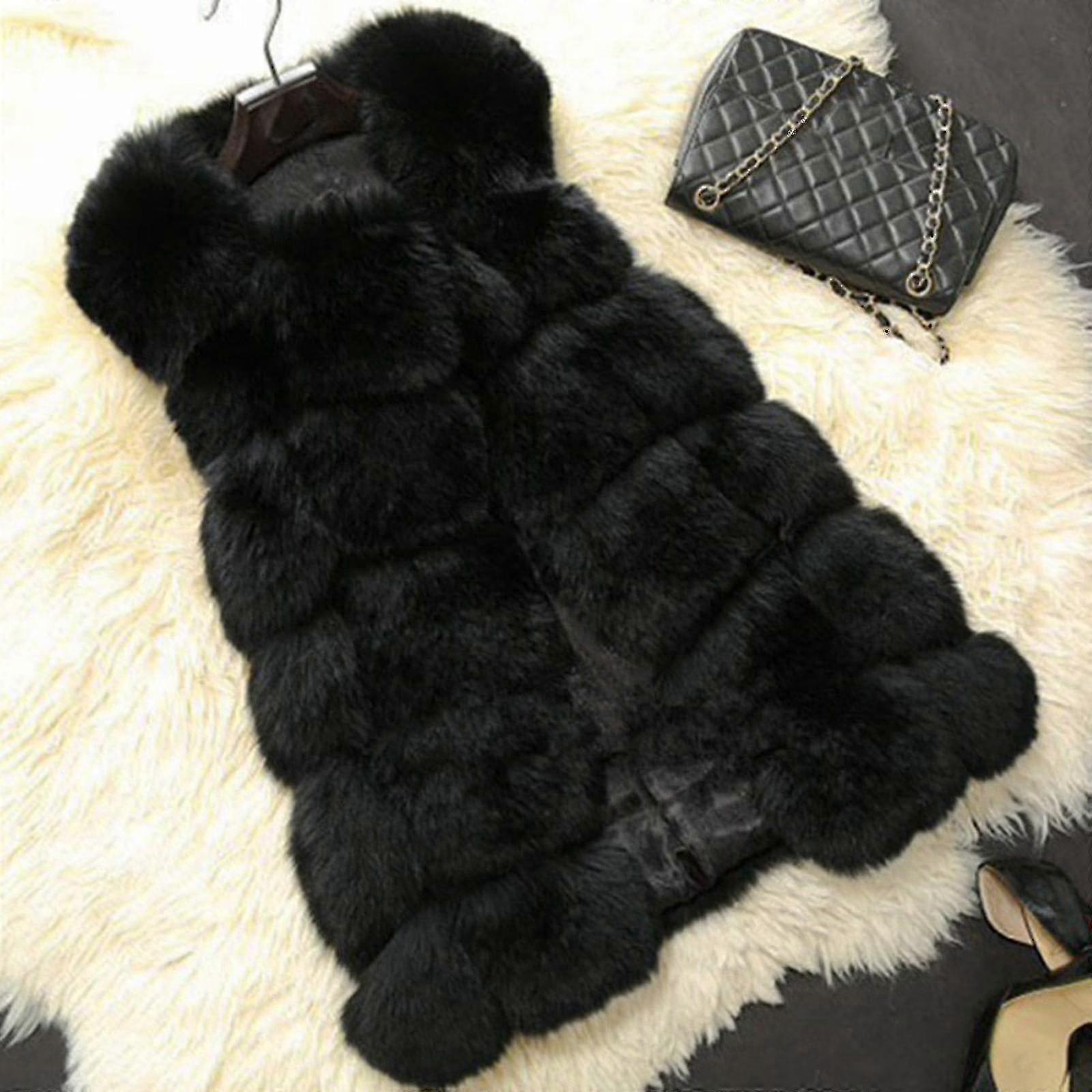 Women Faux Fur Waistcoat Gilet Body Warmer Sleeveless Jacket Coat