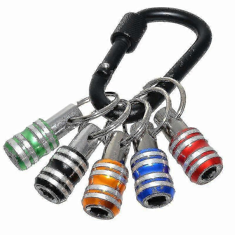 5pcs 1/4" Hex Handle Key Chain Screwdriver Bit Holder Set Extension Rod Quick Change Bit Screw Adapter Screw