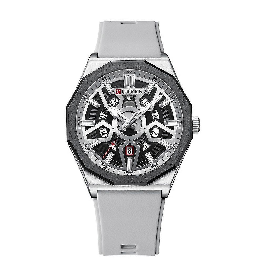 Curren 8437 Men Quartz Watch White Shell Gray