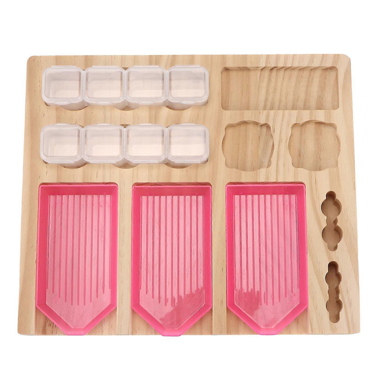 Handmade DIY Storage Rack Set with Pink Crystal Tray and Rhinestone Plate