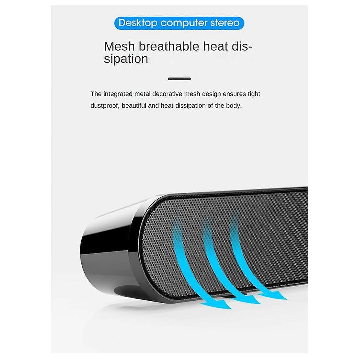 Computer Speaker with Mic Desktop Sound Bar Subwoofer Speakers for Laptop Notebook PC Loudspeaker White