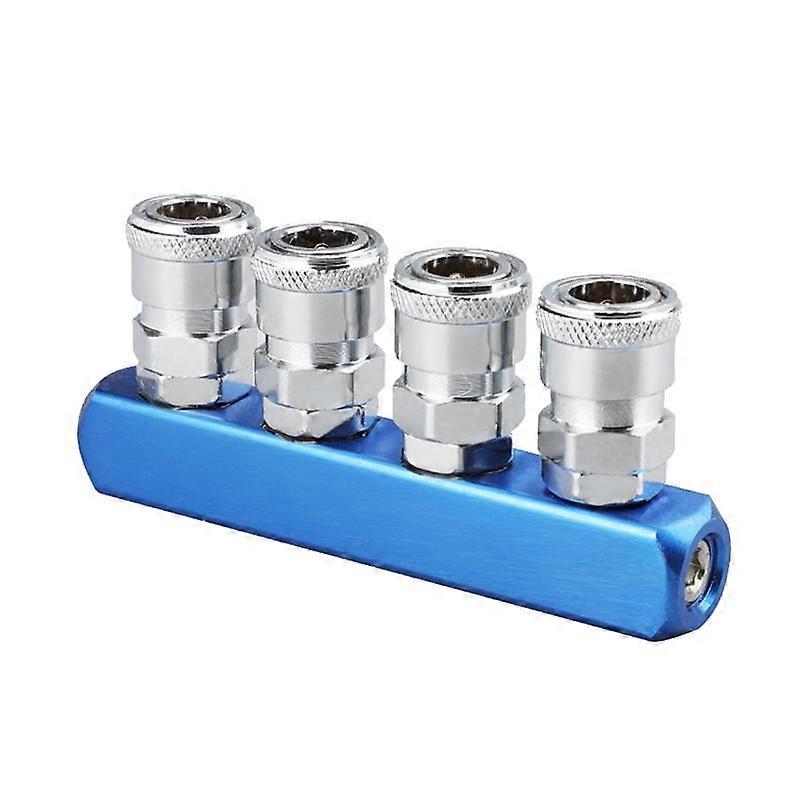Pneumatic Distributor 4 Way Air Hose Quick Connect Coupling Tool 1/4 Thread