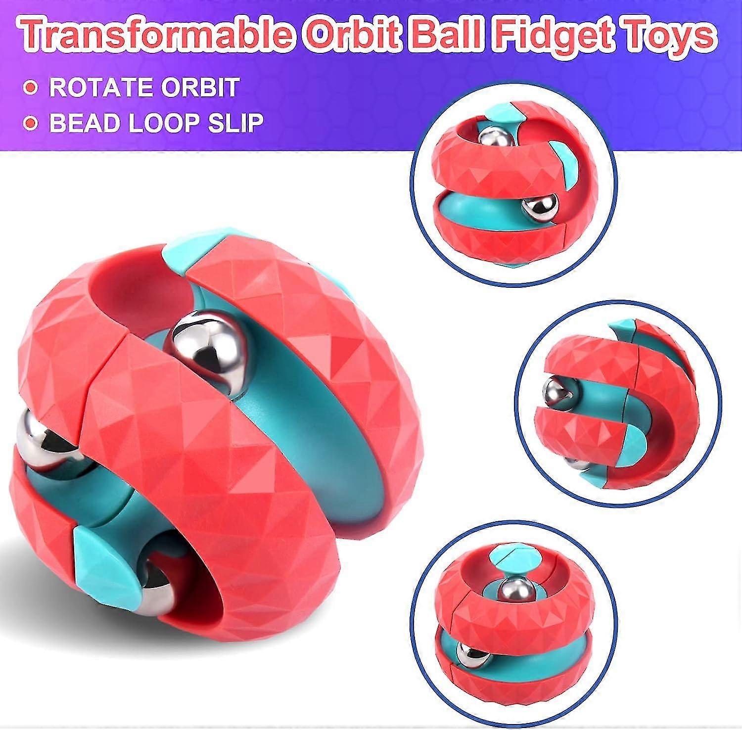 4 Pack Orbit Ball Toy, Bead Fidget Cube Bead Ball Spinning Toy, Rotating Track Infinite Flip Change Games Novelty Stress Reliev