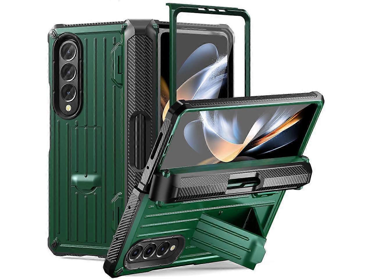 Case for Samsung Galaxy Z Fold 4 2022 5G, Military-Grade Full-Body Shockproof Rugged Bumper Case Cover with Built-in Screen Protector & Kickstand & S