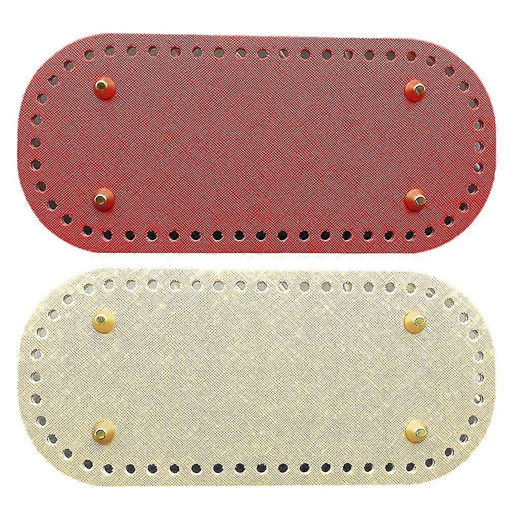 2x Leather Diy Bag Bottom Mats Pad Insert Base Replacement Purse Making