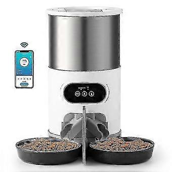 Automatic Cat Feeder Pets Dry Food Dispenser Double Bowls For Two Cats Puppy Dogs With Wifi Timing Feeding Voice Recorder Mimenor