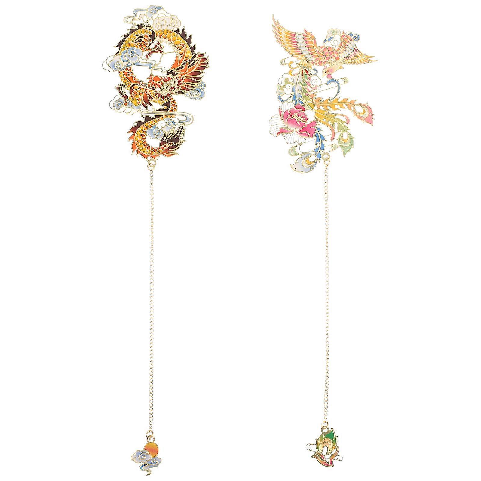 2pcs Pretty Metal Bookmarks Chinese Myths Decorative Reading Bookmarks for Students