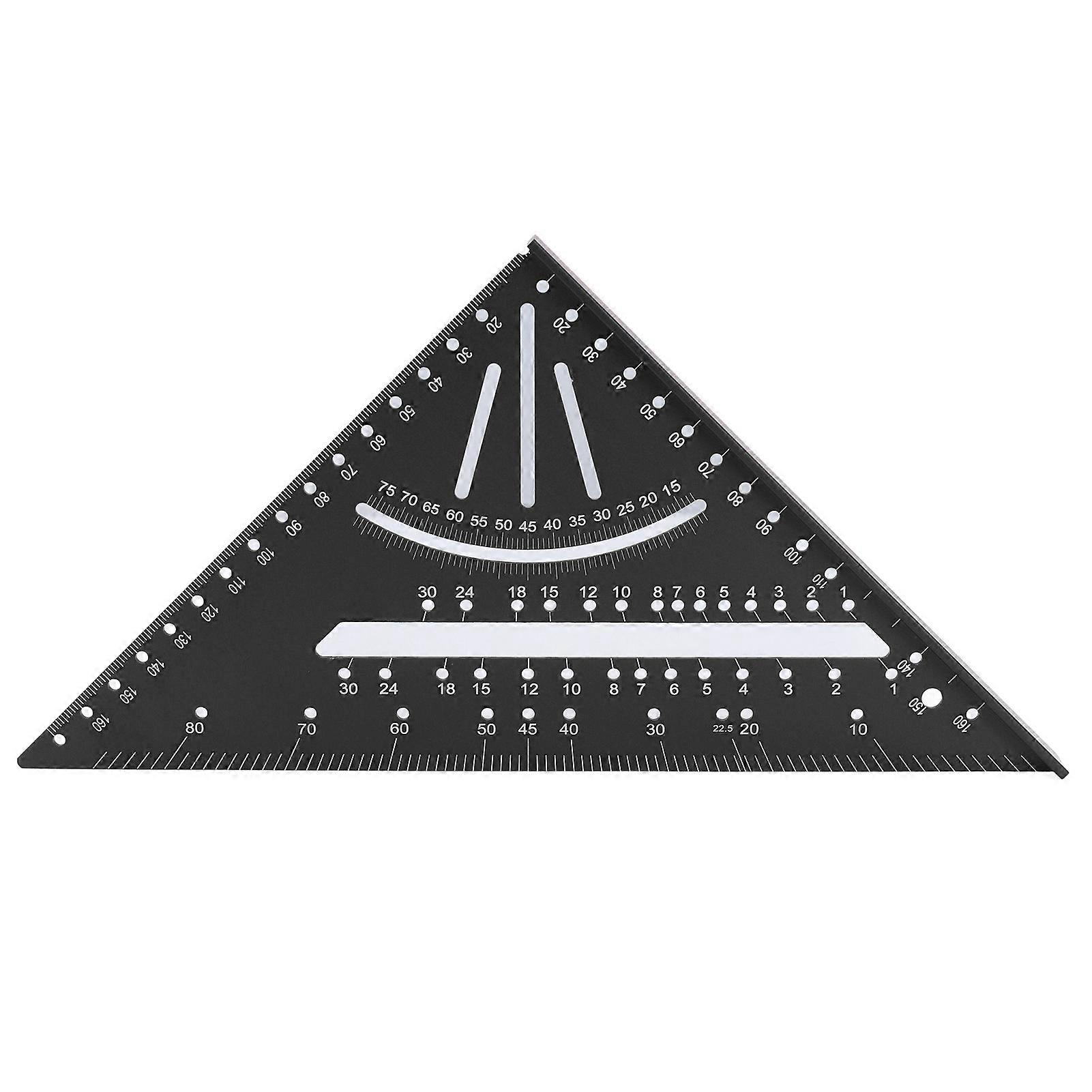Aluminum Triangle Ruler Clear Accurate Scales 30° 45° 60° Metric 90° Right Angle Ruler for Woodworking Black