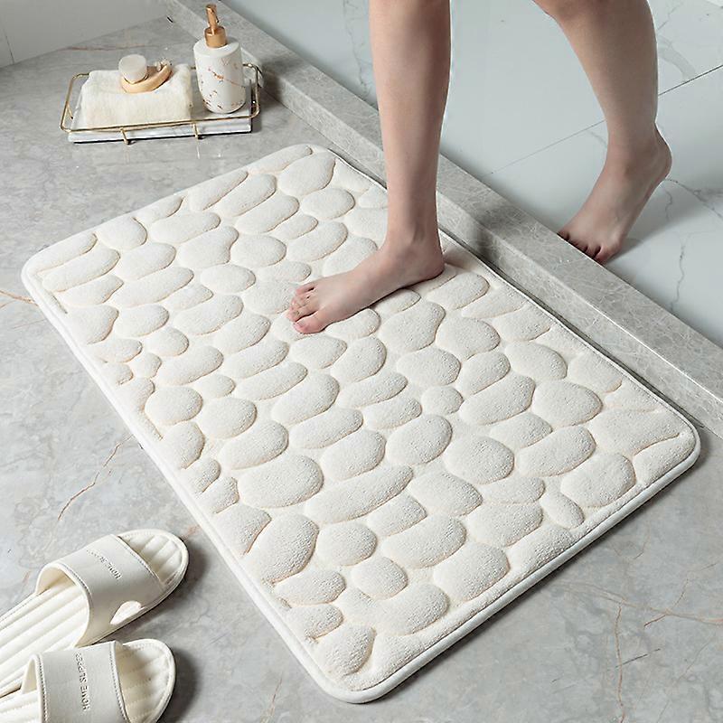 Thicken Cobblestone Embossed Bath Mat Soft Coral Fleece Non-slip Absorbent Carpet Memory Foam Rug Toilet Floor Mat Doormat