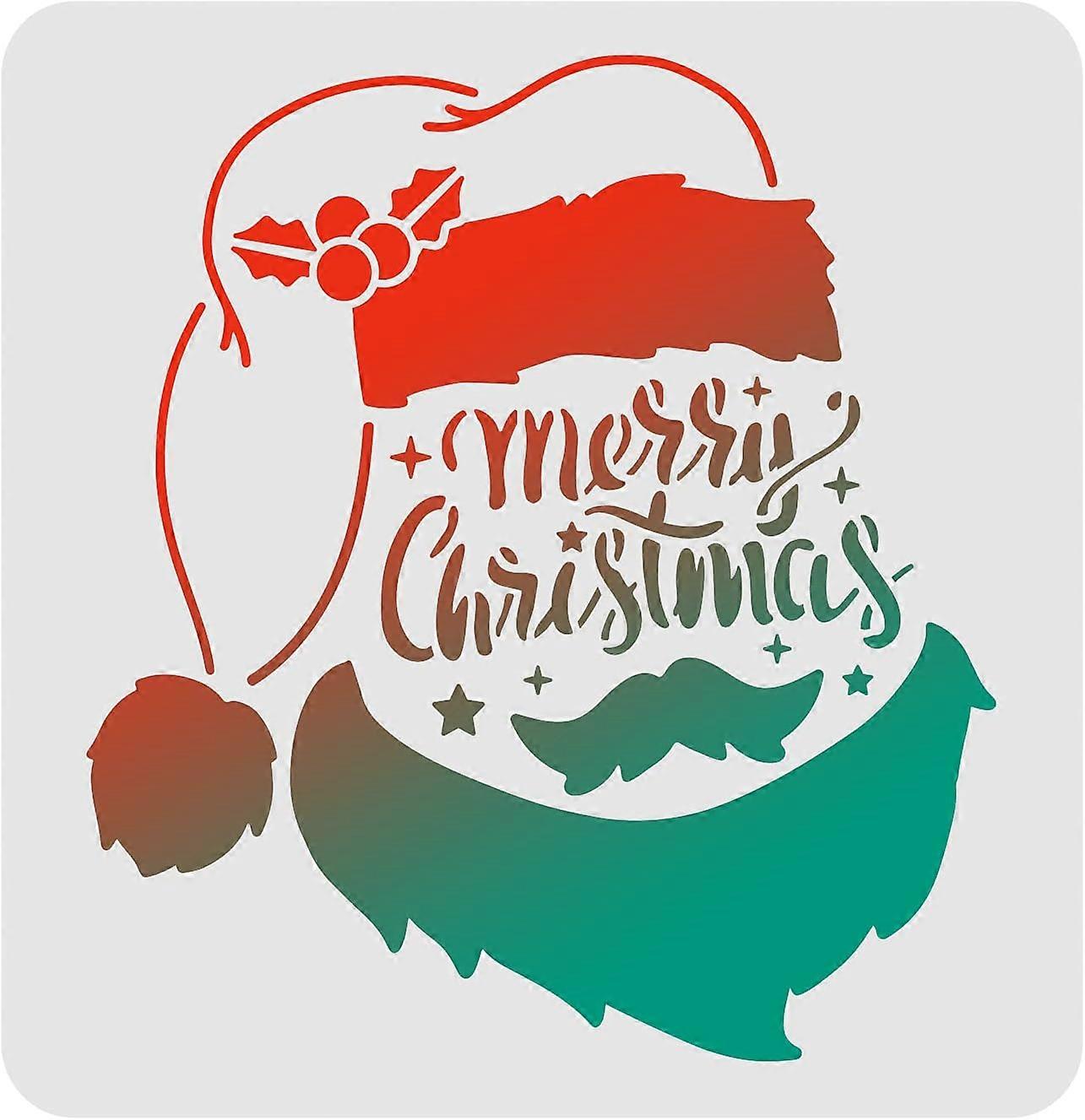 Plastic Reusable Drawing Painting Stencils Templates for Painting on Scrapbook Paper Wall Fabric Floor Furniture Wood Square Christmas Themed Pattern