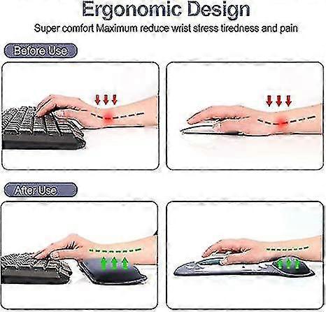 Keyboard Mouse Pad Wrist Rest, Gel Ergonomic Mouse Pads For Computer Laptop Office Home, Comfortable Mousepad Keyboard Wrist Support Memory Foam For E