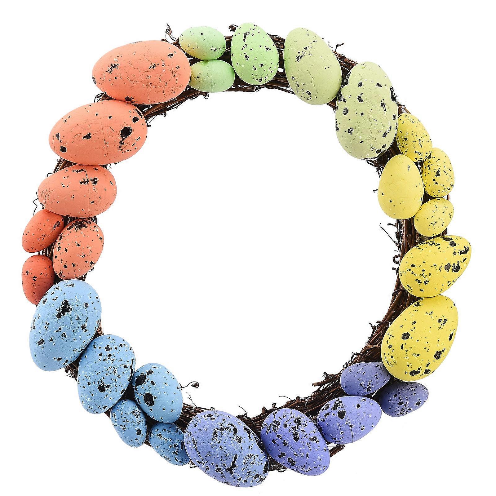 Colorful Easter Egg Wreath - 20cm Inner Diameter, Foam - Easter Rustic Home Decor