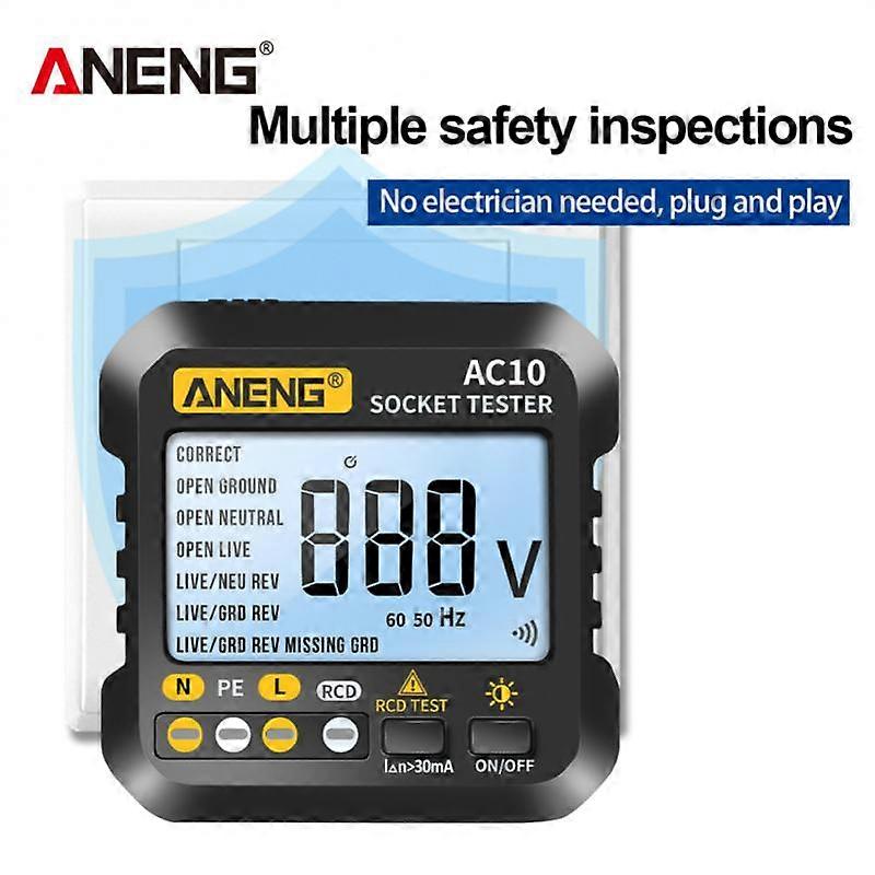 ANENG AC10 Multifunction US/EU Plug Socket Tester Outlet Rcd Gfci Zero Line Test &amp; Voltage Detector Home Safety Essentials Tool