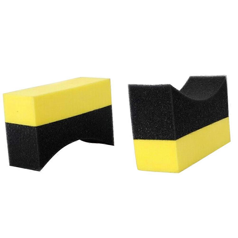 2pcs Car Tire Waxing Polishing Sponge Brush Wheel Cleaning Sponge Pad