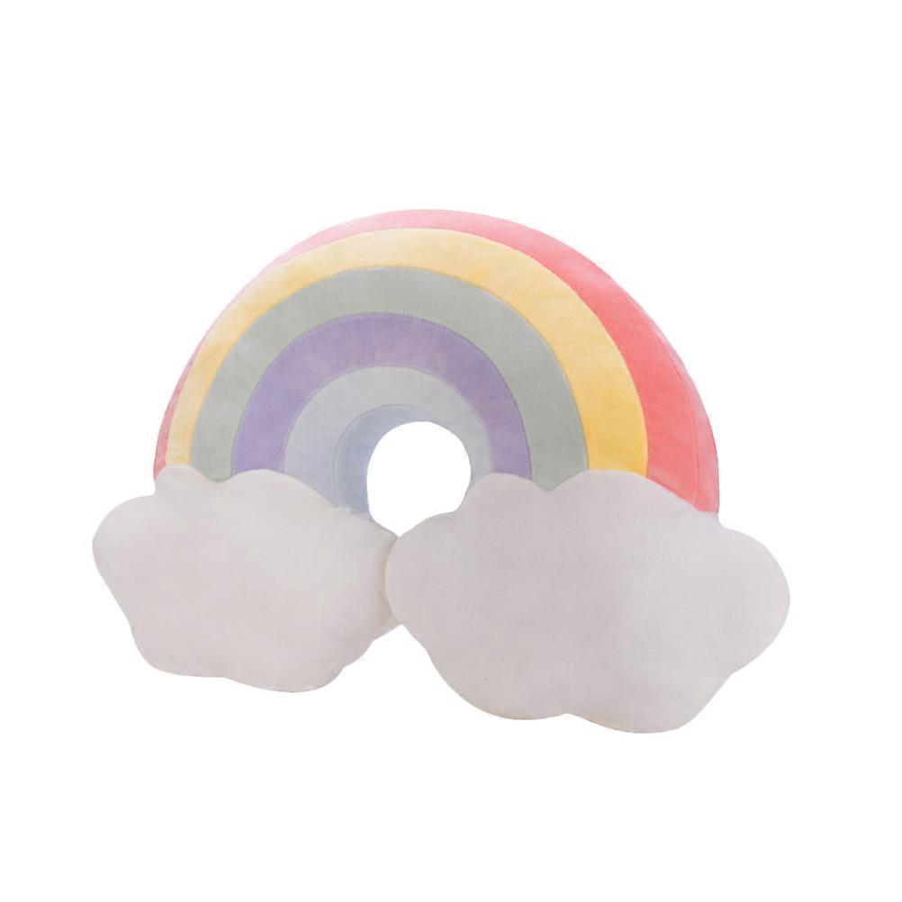 Traversin peluche jouet en peluche arc-en-ciel en forme de coussin Adorable coussin de dos rouge arc-en-ciel