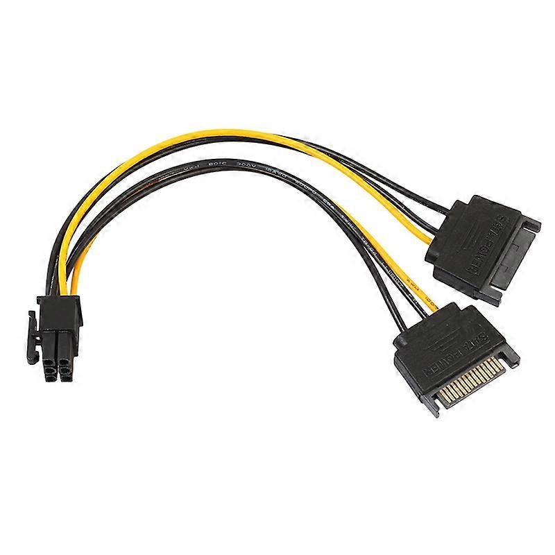 7 Inch 6 Pin PCI to Dual SATA 15 Pin Express Card Power Cable Connector Cord JIKAIX